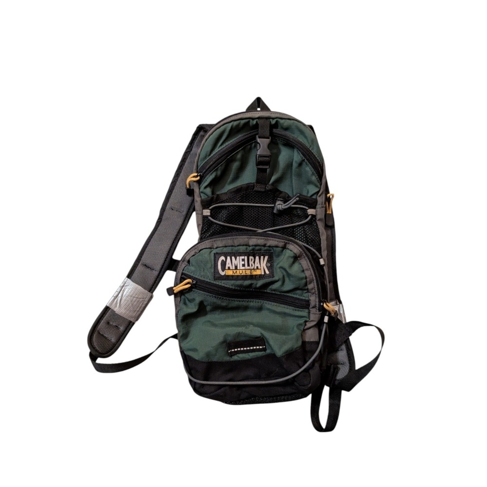 CamelBak M.U.L.E. Hydration Pack Green Black Nylon Hiking Backpack Padded Straps